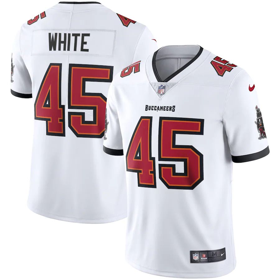 Men Tampa Bay Buccaneers 45 Devin White Nike White Vapor Limited NFL Jersey